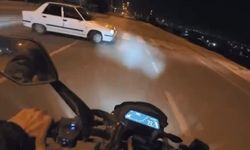 Motosikletli çiftin kaza anı kask kamerasına yansıdı!