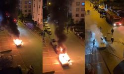 Adana’da park halindeki otomobil alev alev yandı