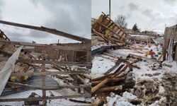 Kayseri Develi’de şiddetli rüzgâr çatıyı uçurdu