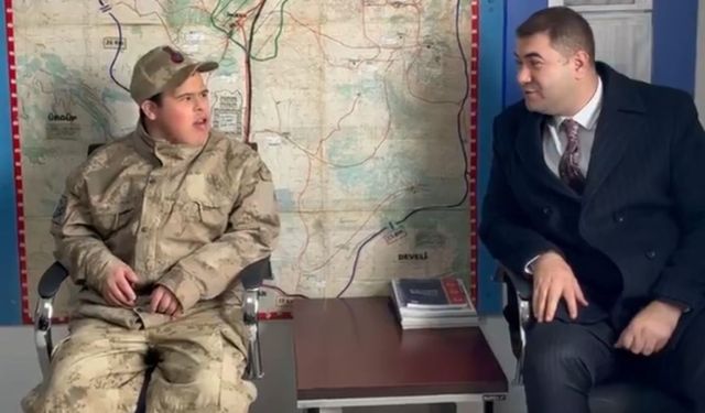 İncesu Kaymakamı, down sendromlu Tunahan’ı jandarma yaptı!
