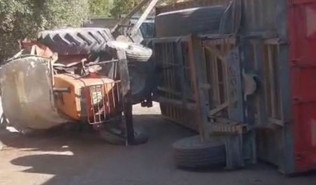 Traktör devrildi sürücü altında kaldı!