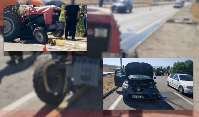 Yol üzerinde feci çarpışma: Otomobil ile traktör kazasında 3 yaralı!
