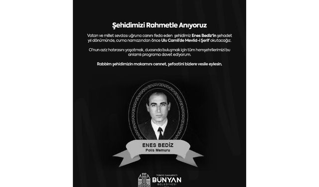 Bünyan'da : El bombasıyla şehit düşen Enes Bediz'in Mevlid-i okutuldu