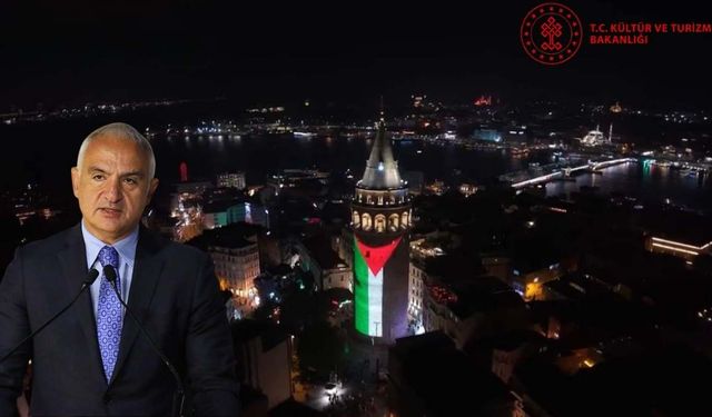 Gazze için yanan ışık: Galata Kulesi Filistin bayrağına büründü!