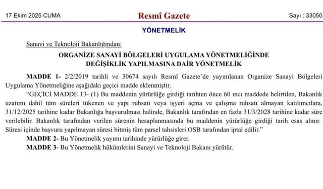 Kayseri OSB'de ruhsatı olmayanlar için kritik gün belli oldu