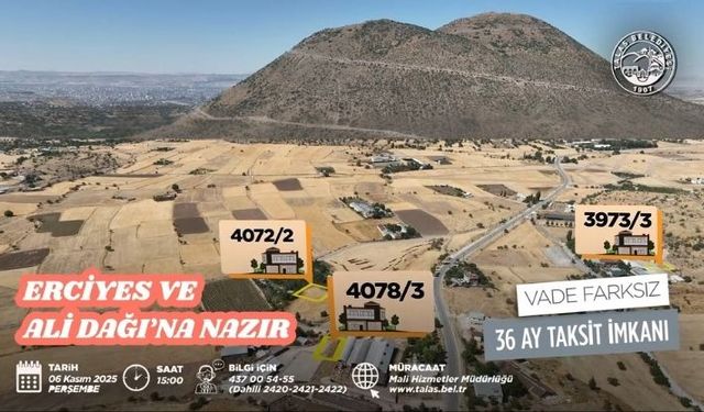 Belediye Talas’ta uygun ödemeli 18 villa parselini satışa çıkarıyor!