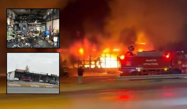 Konya sanayi sitesinde 9 iş yeri alevlere teslim oldu