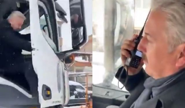 Başkan Palancıoğlu kar küreme çalışmalarına katıldı