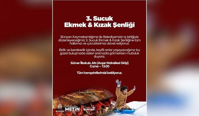 Bünyan’da 3. Sucuk Ekmek ve Kızak Şenliği