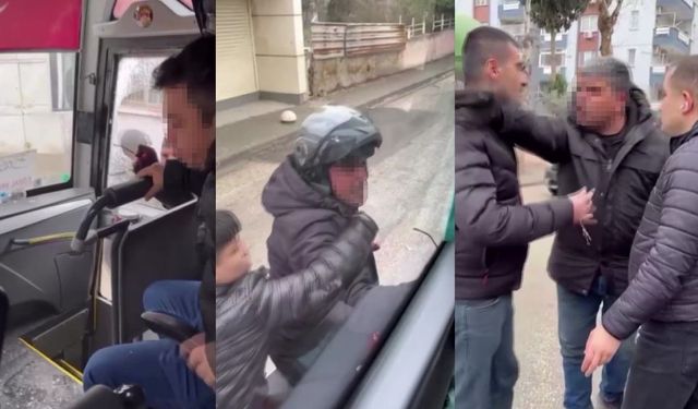 Adana'da servis aracının camını kaskıyla kırdı!