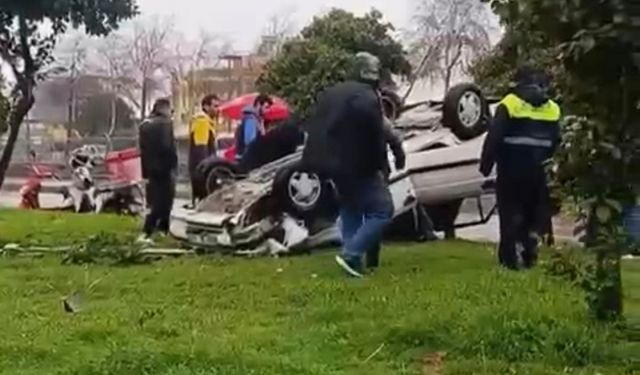 Adana’da otomobil takla attı! 1 kişi yaralandı