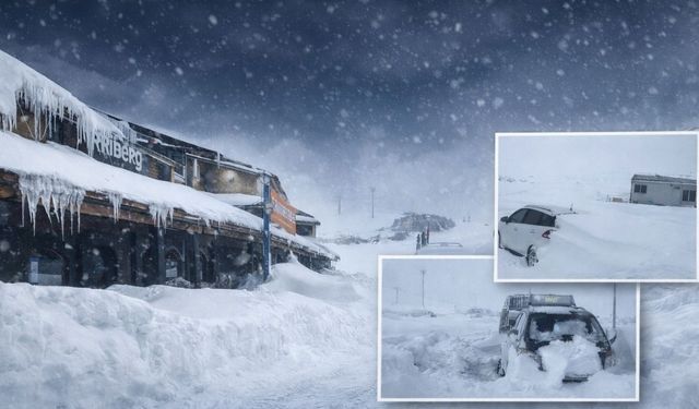 Erciyes’te kar kalınlığı ziyaretçilere zor anlar yaşattı!