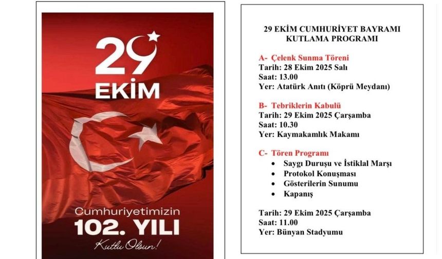 29 Ekim Bünyan’da coşkuyla kutlanacak