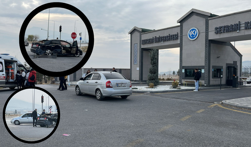 Develi’de Kayseri Üniversitesi önünde araçlar çarpıştı!