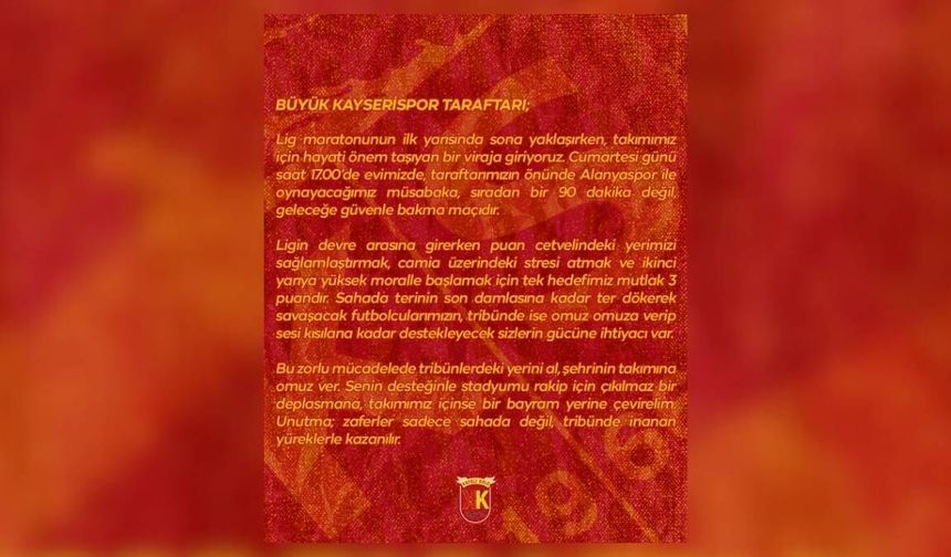 Kayserispor’da tarihi gün yaklaşıyor! Kapalı Kale o günü işaret etti