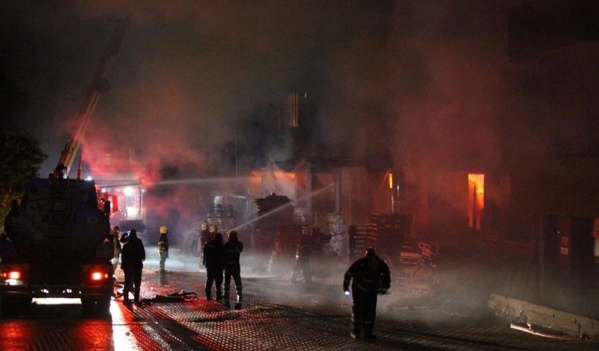 Adana OSB'de parke, panel fabrikasında yangın