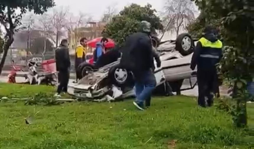 Adana’da otomobil takla attı! 1 kişi yaralandı