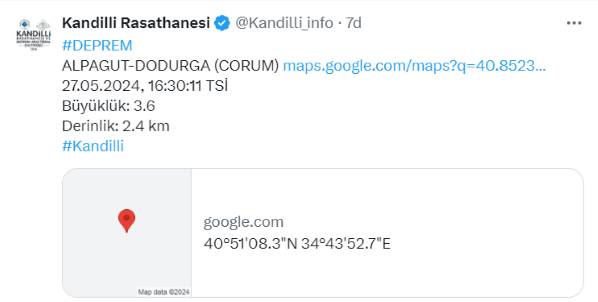 Deprem Çorum