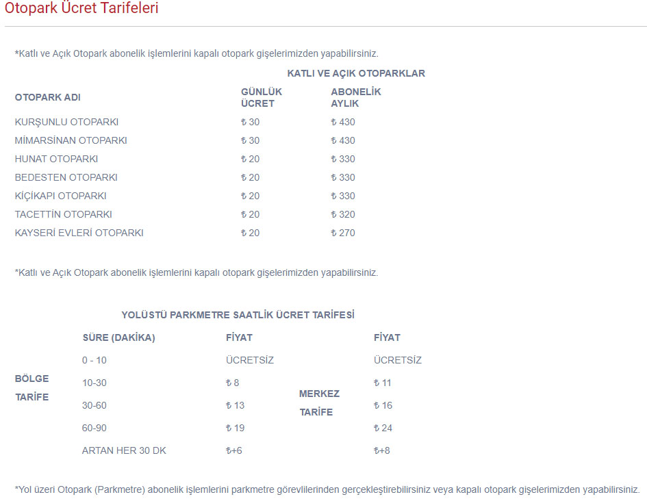 Otopark Ucret4