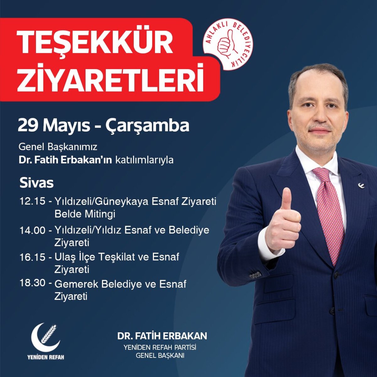 Yeniden Refah Partisi Kayseri Fatih Erbakan Pınarbaşı Mitingi
