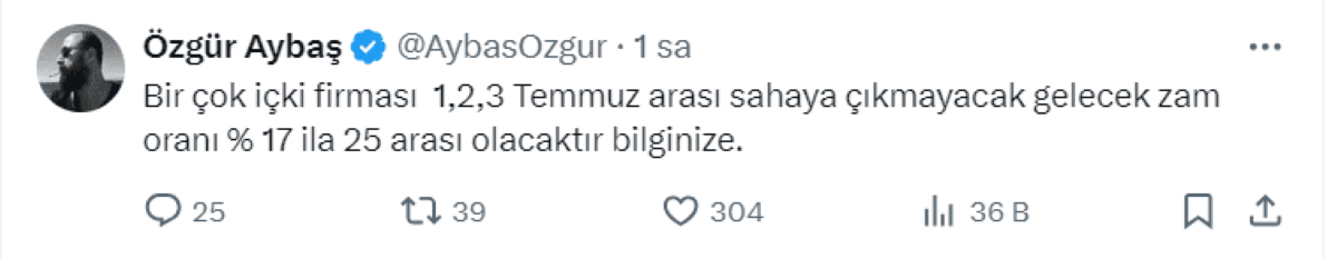 O Ürüne Yüzde 17 Ile 25 Arası Zam Geliyor! Firmalar 1,2,3 Temmuz Arası Sahaya Çıkmayacak…