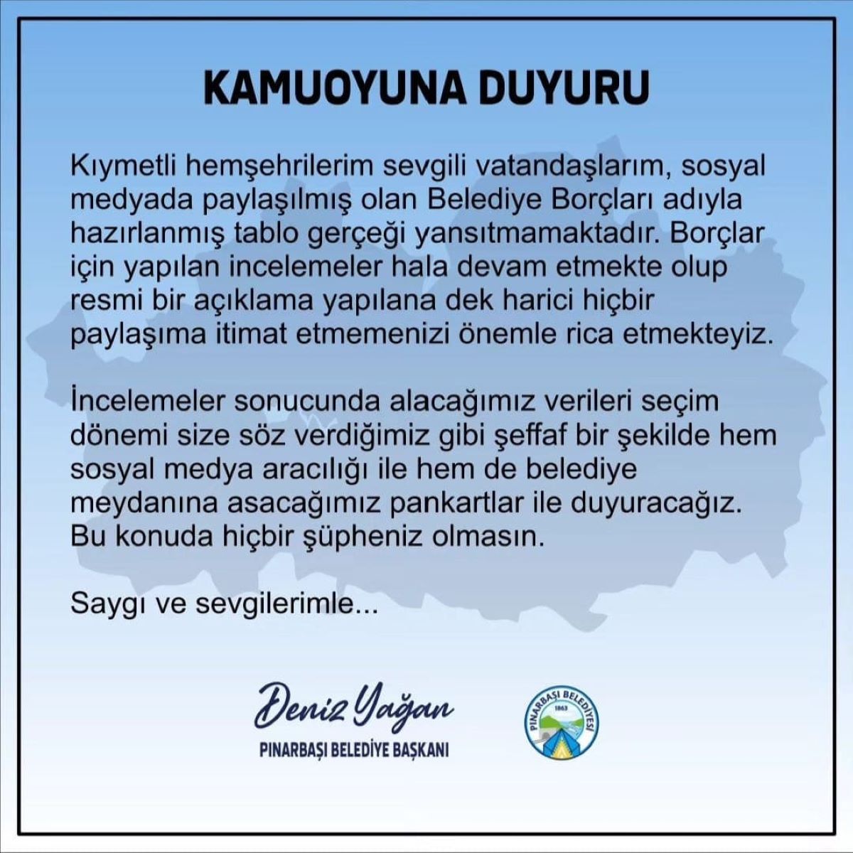 Başkan Deniz Yağan’dan Borç Açıklaması Geldi!
