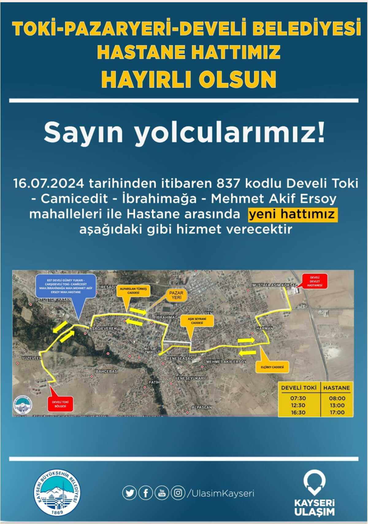 Kayseri’de Develi İlçesine Yeni Otobüs Seferleri Geliyor (1)