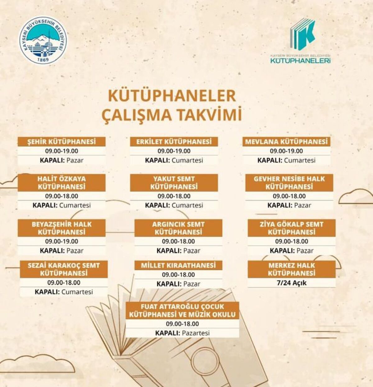 Kayserililer Dikkat! Büyükşehir Belediyesi Saatleri Güncelledi! 3