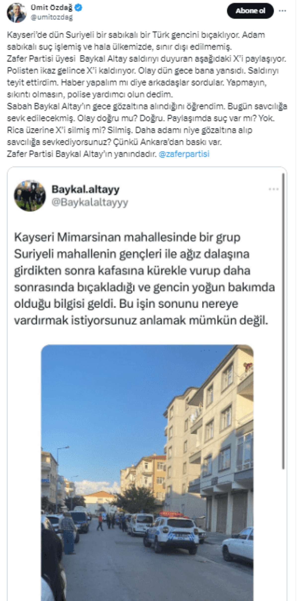 Ümit Özdağ’dan Şok İddia Kayseri’de Suriyeli Bir Sabıkalı Türk Gencini Bıçaklıyor… 1