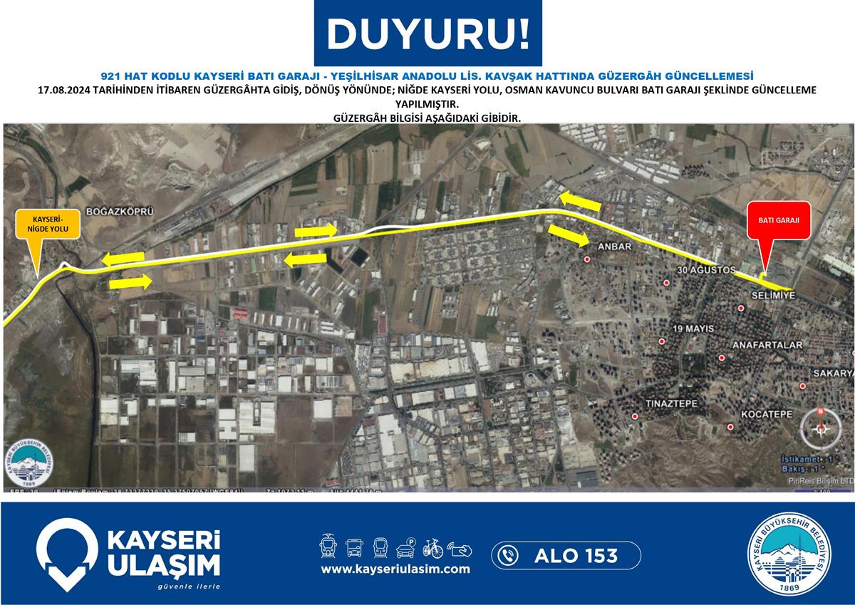 Kayseri'de Sefer Saatleri Ve Güzergahlar Değişti3