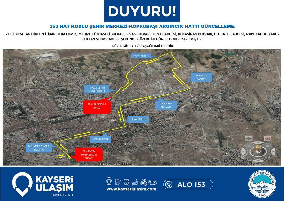 Şehir Merkezi Köprübaşı Argıncık Hattı Güncelleme (1)