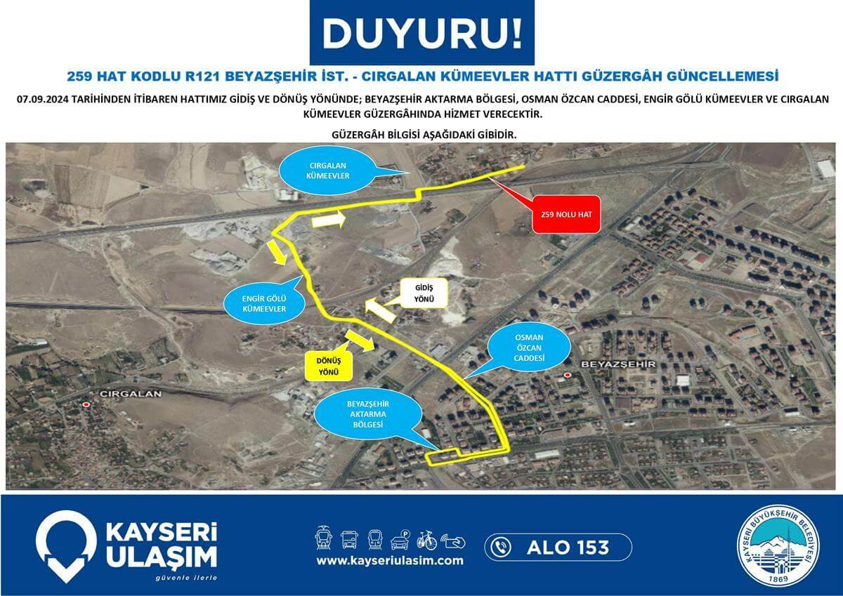 Beyazşehir İst. Cırgalan Kümeevler Hattı Güzergâh Güncellemesi