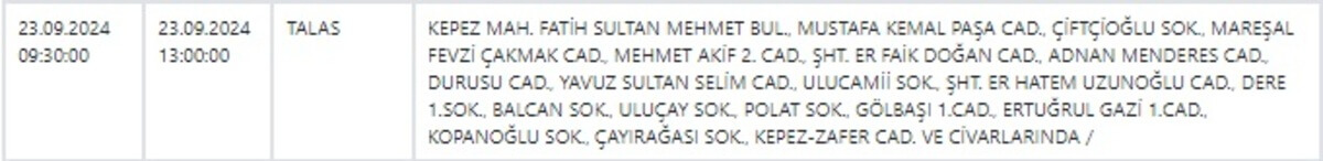 Elektrik Kesintisi 23 Eylül3
