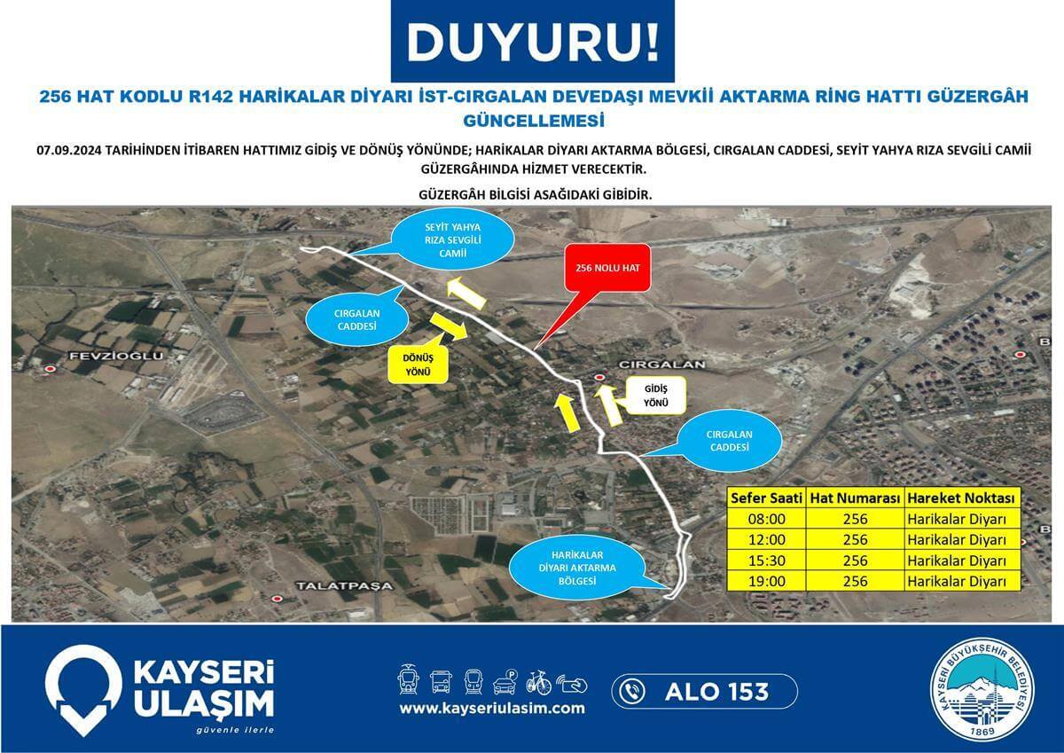 Harikalar Diyarı İst Cırgalan Devedaşı Mevkii Aktarma Ring Hattı Güzergâh Güncellemesi