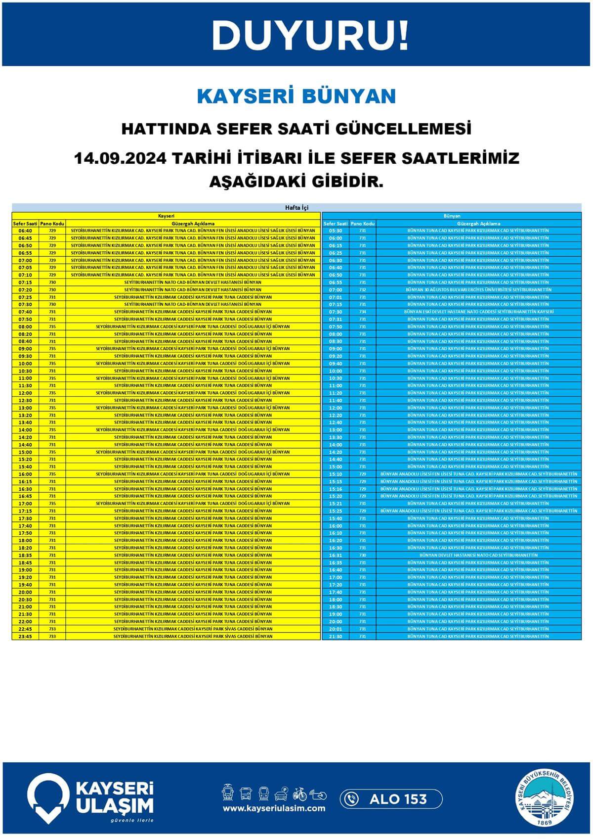 İlçeler Sefer Saatleri1