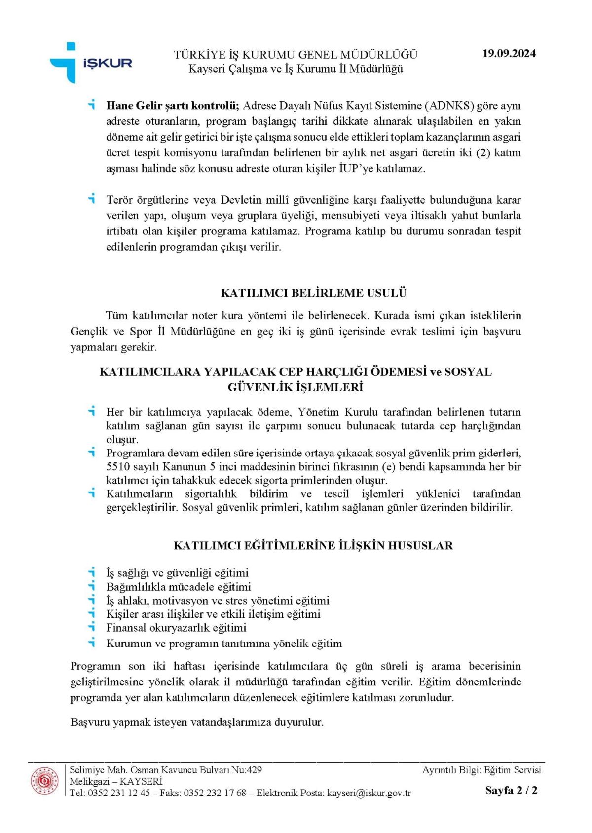 Kayseri’de Kpss Şartsız Çok Sayıda İşçi Alımı Yapılacak! 1