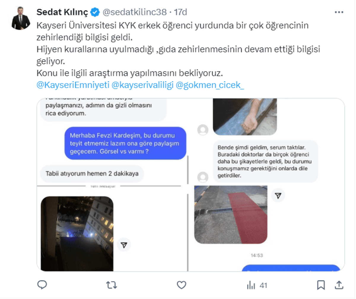 Kayseri’de Kyk Yurdunda Neler Oluyor Sedat Kılınç’tan Dikkat Çeken Paylaşım! 1