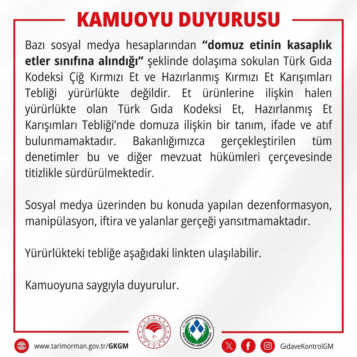 Bakanlıktan ‘Domuz Eti’ İddialarına Yönelik Önemli Açıklama 2