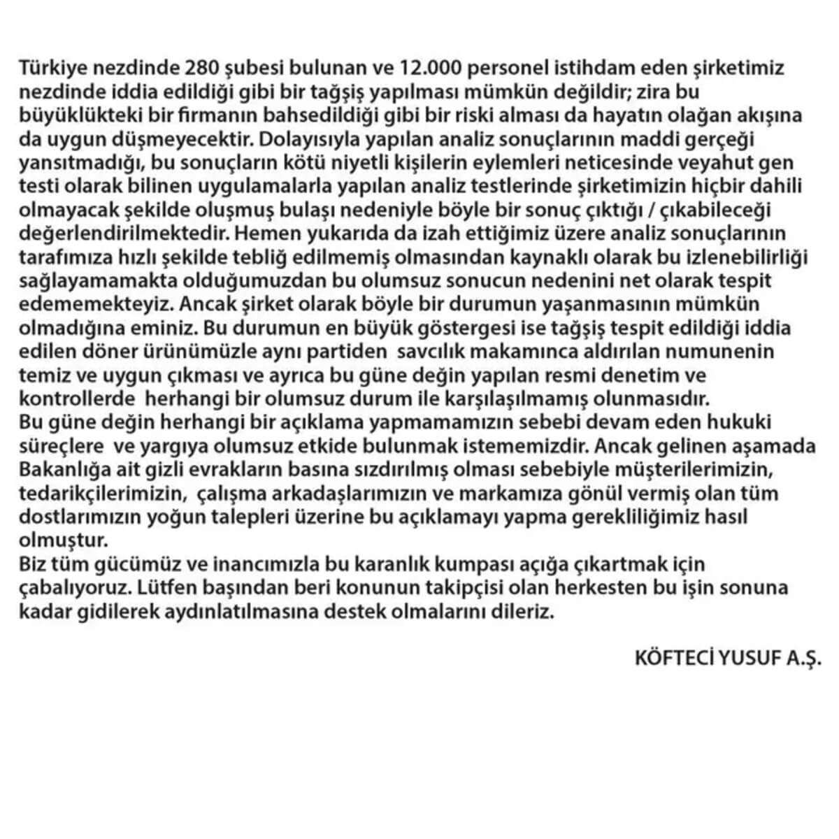 Köfteci Yusuf Domuz Eti Açıklaması 2