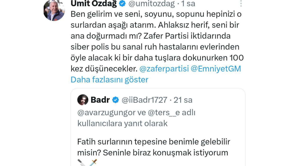 Ümit Özdağ o yorumu görünce çileden çıktı: Hepinizi o surlardan aşağı atarım!