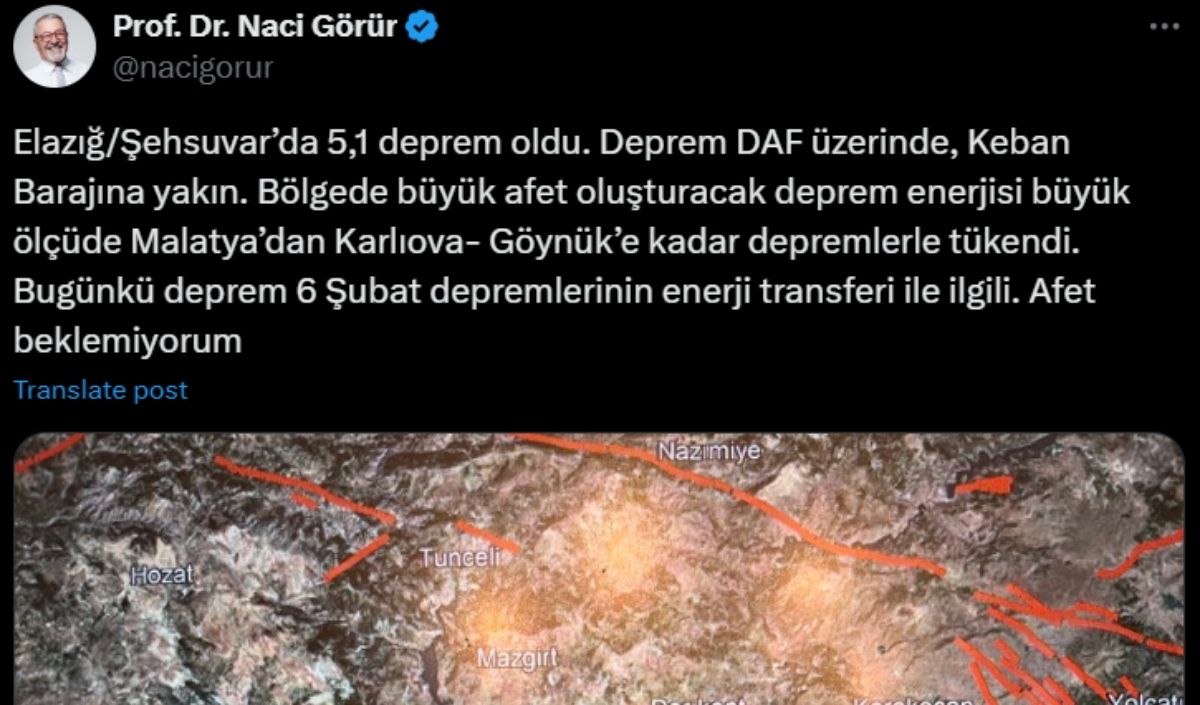 Elazığ Deprem Açıklama Naci