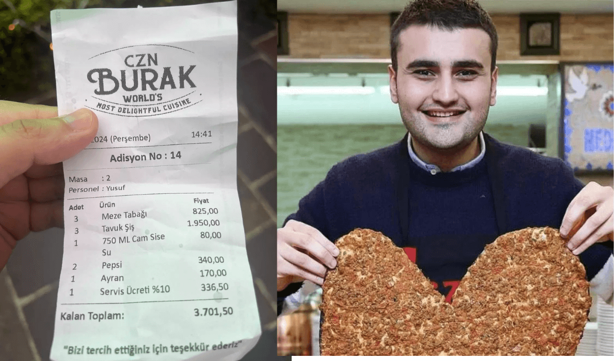 CZN Burak’ın restoranındaki adisyon ortaya çıktı! Üç kişi masaya servet bıraktı!