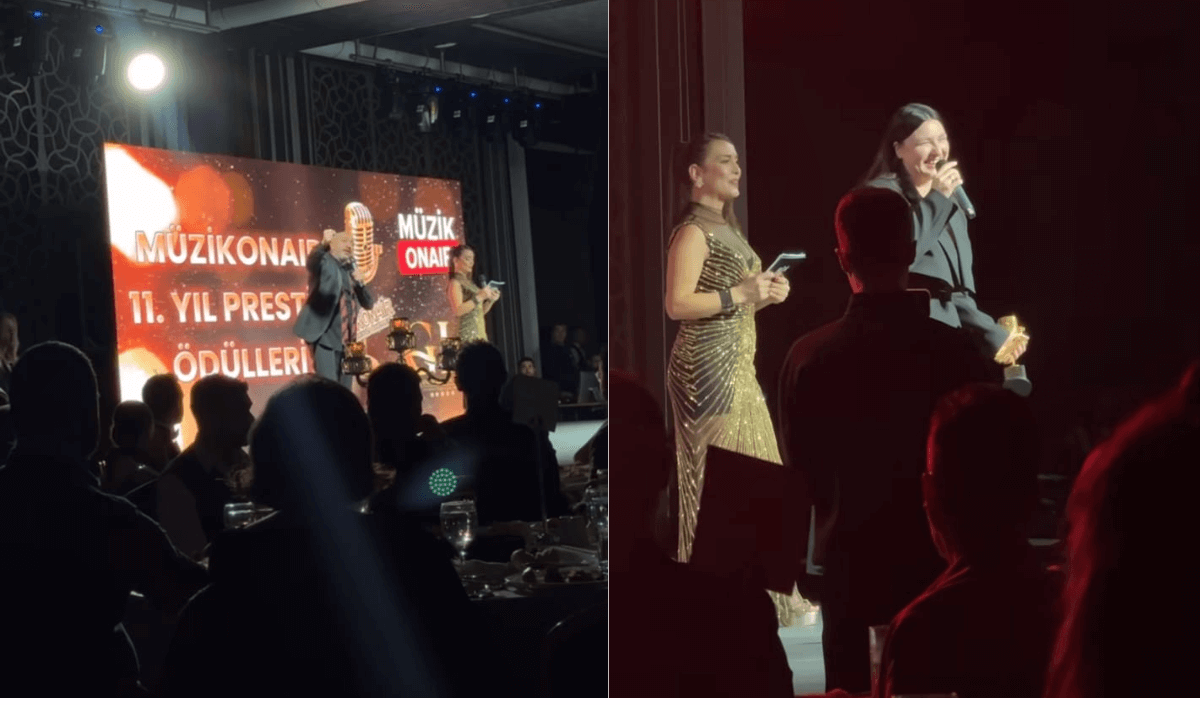 Kayserili şarkıcının katıldığı ödül gecesine ünlü yağdı!