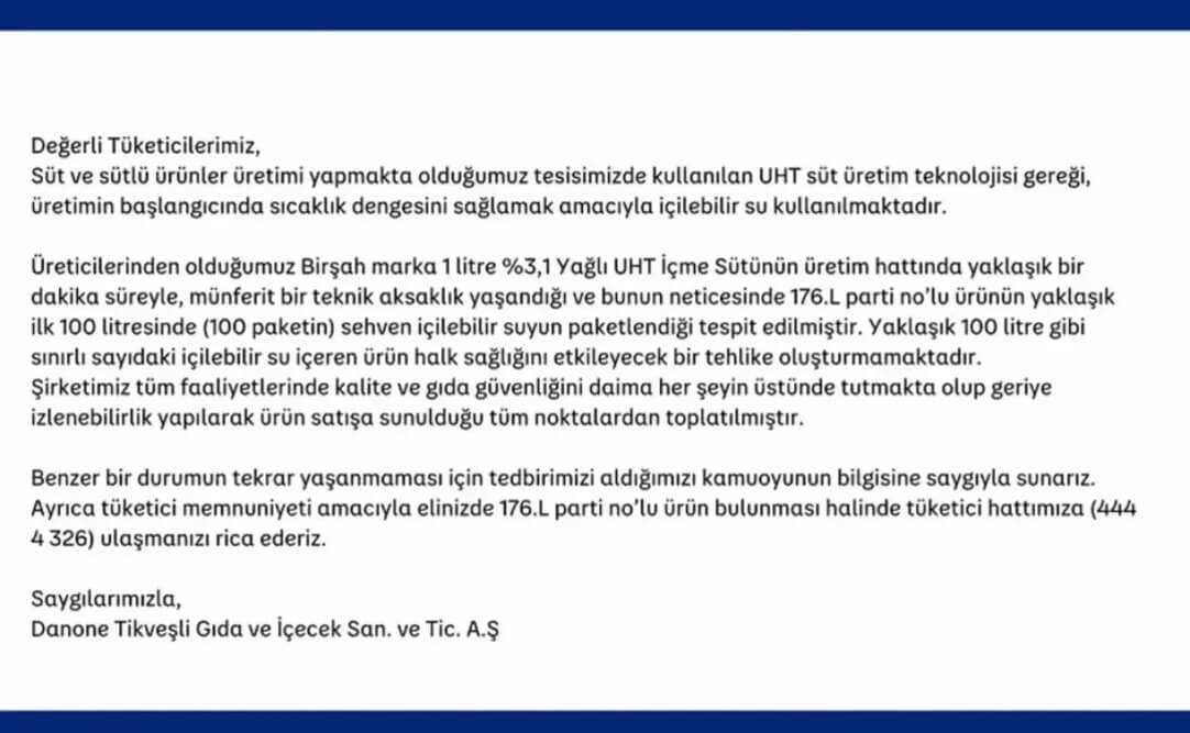 O süt markası tüm marketlerden toplatılıyor!