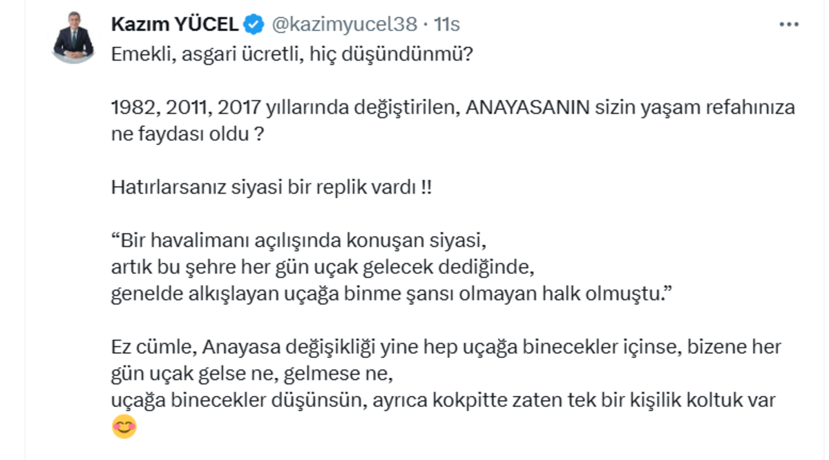İYİ Partili Yücel o siyasi replikle seslendi: Uçağa binecekler düşünsün!