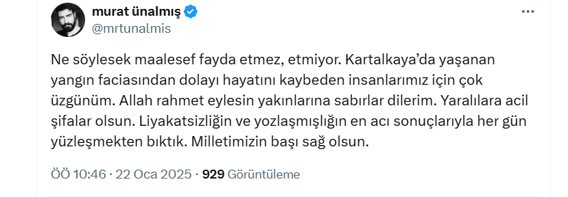 Kayserili ünlü oyuncu Kartalkaya faciası sonrası sözünü sakınmadı!