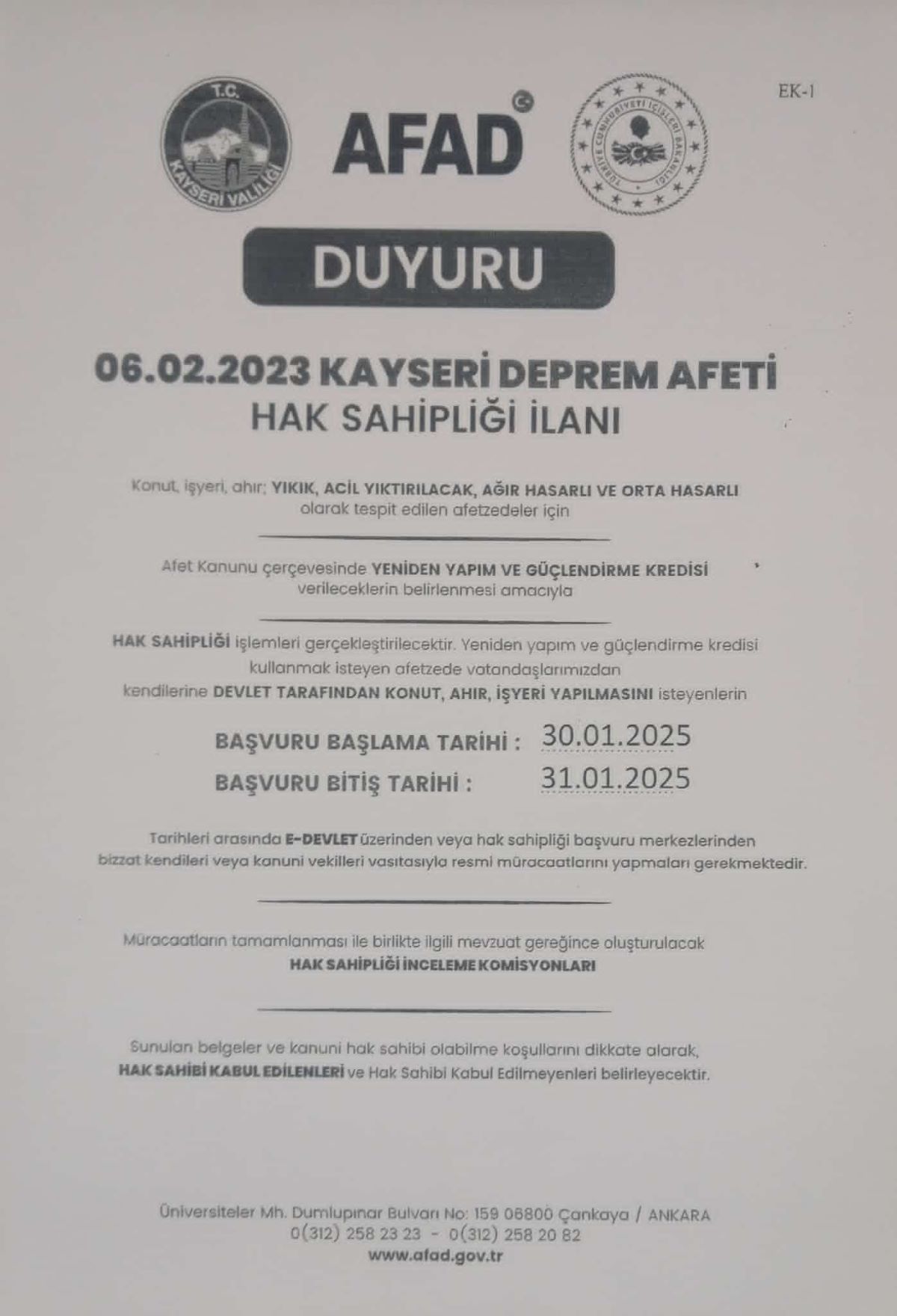 Kayseri Deprem 2