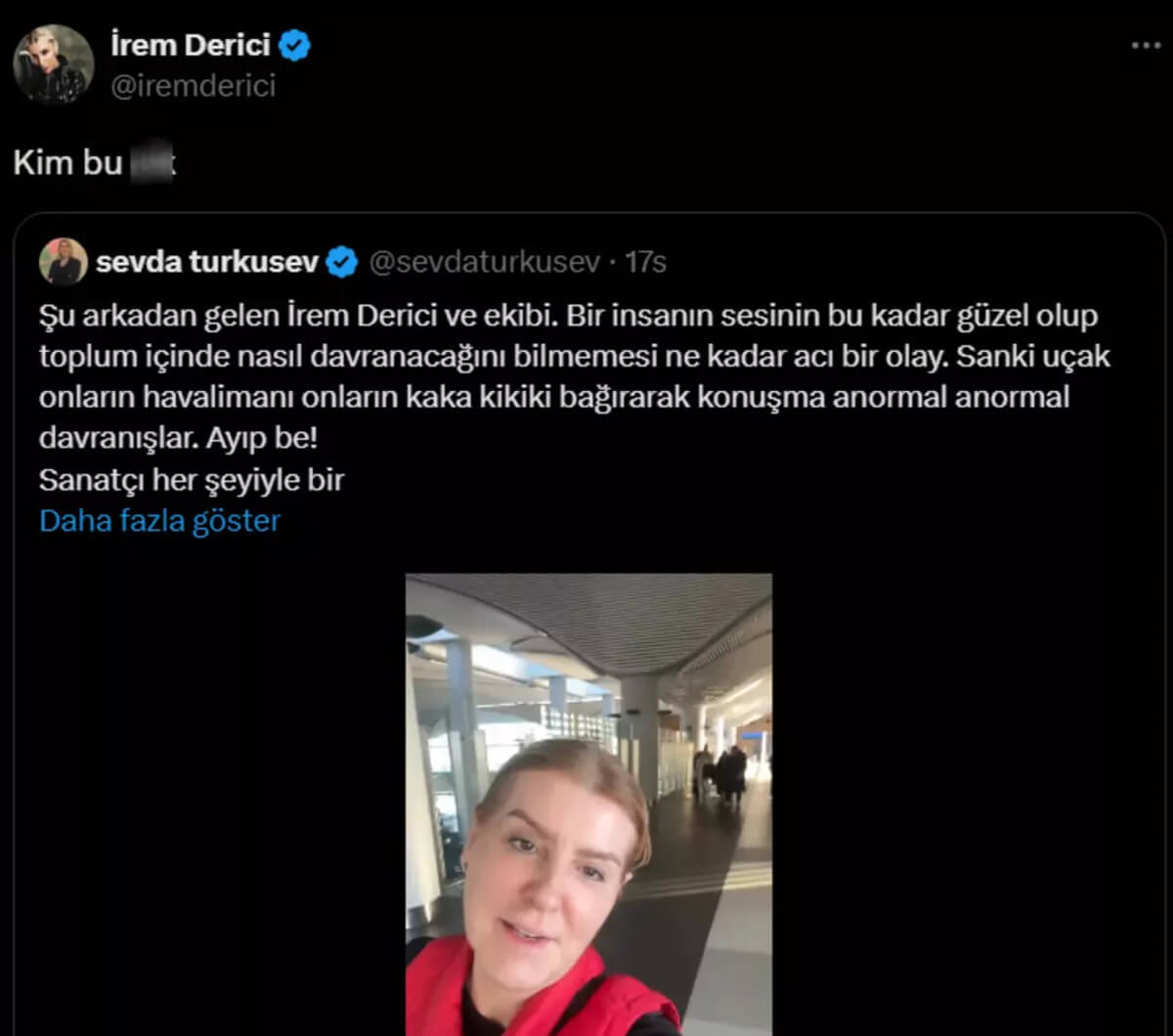 Sevda Türküsev uçakta İrem Derici ile karşılaşınca ortalık karıştı! Küfürden kaçamadı!
