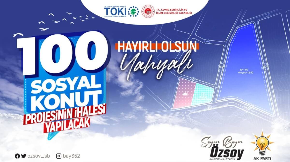 Kayseri’deki o ilçede 100 konutluk TOKİ projesi için ihale yapılacak!