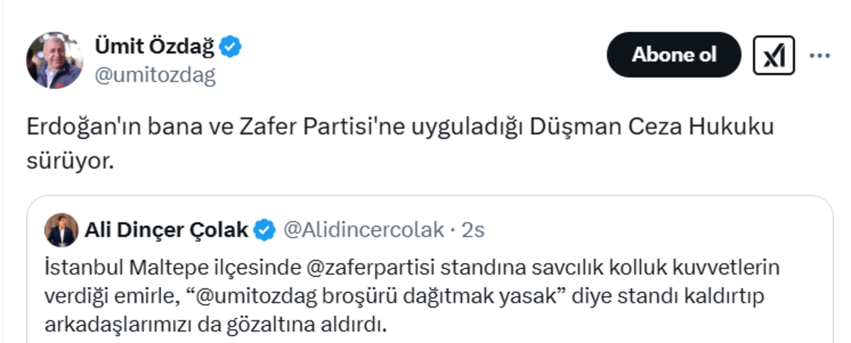 Bröşür dağıtan Zafer Partililer gözaltına alındı! Ümit Özdağ sessizliğini bozdu!